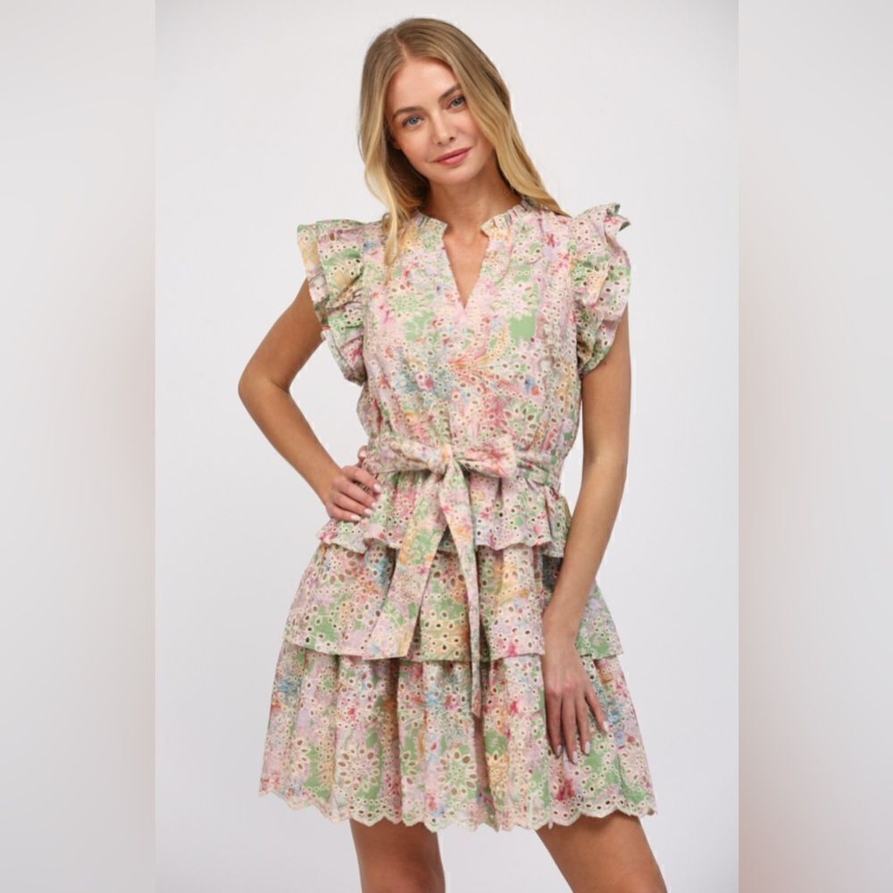 031. EYELET TIERED DRESS - Picture 3 of 10
